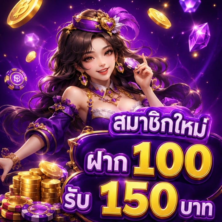 สมาชิกใหม่ ฝาก 100 รับ 150 บาท